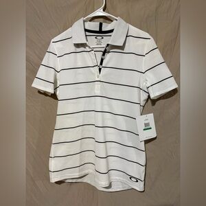 Oakley Sand Wedge White With Black Stripes Polo